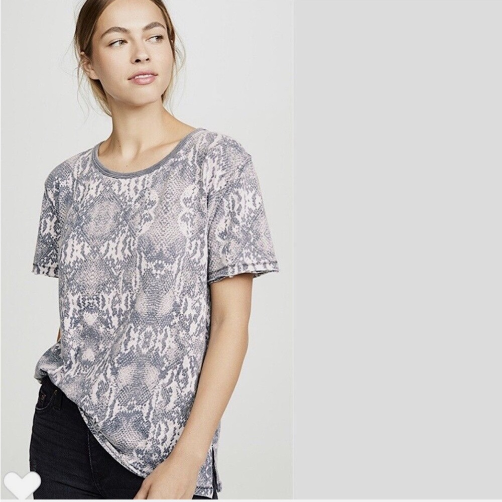 Free People, People Tourist Tee, Size XS, Black Combo Snake Printed Top
